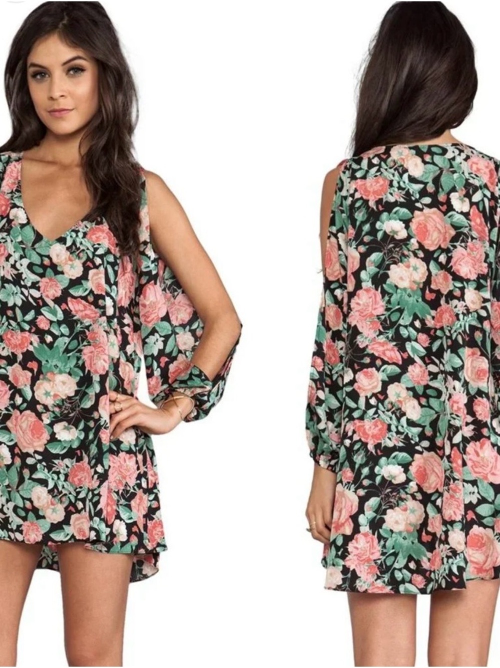Lovers + Friends Gracie Long Sleeve Floral Mini Dress in Autumn Rose Size Small